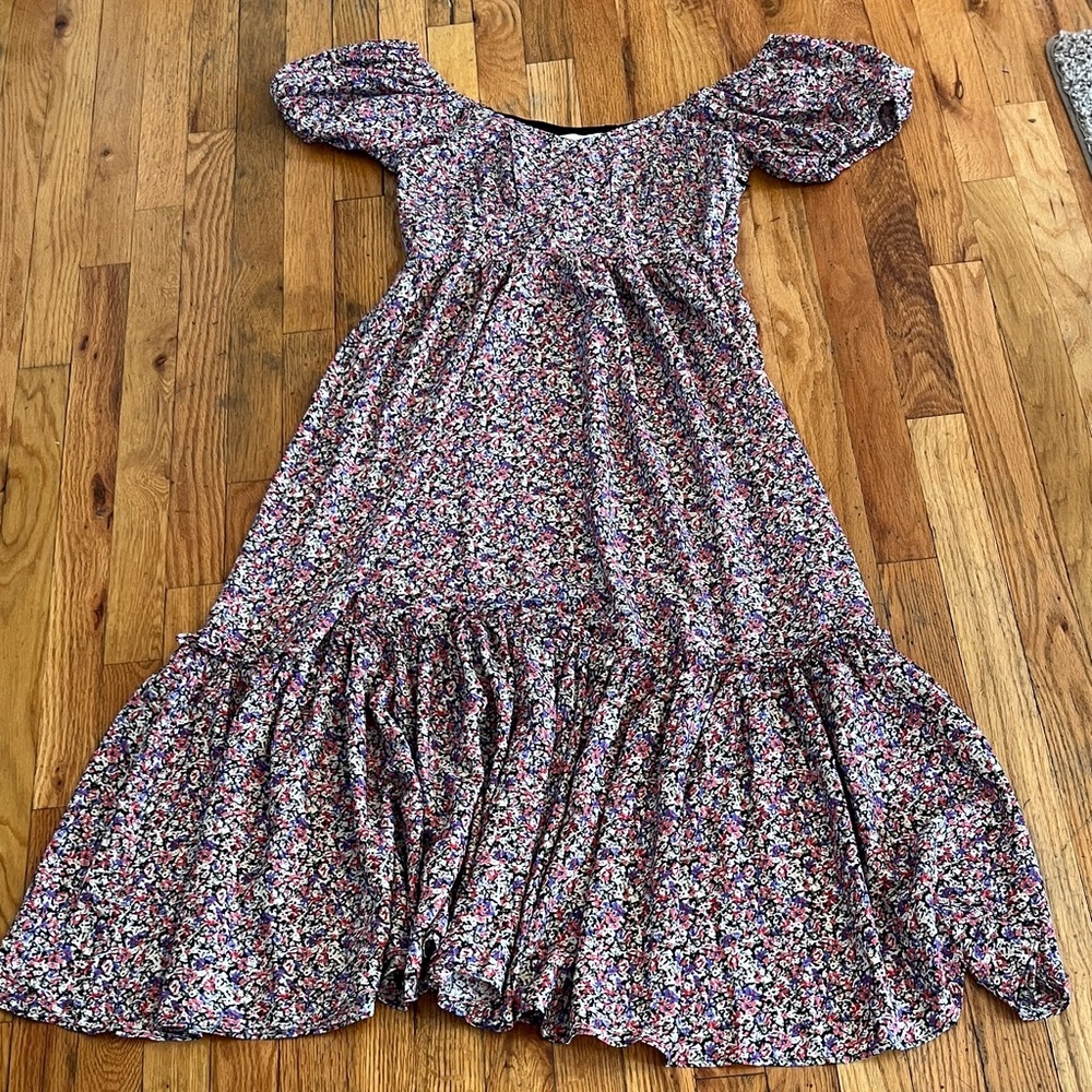Pinch Multicolor Floral Puff Sleeve Dress- NWT size M